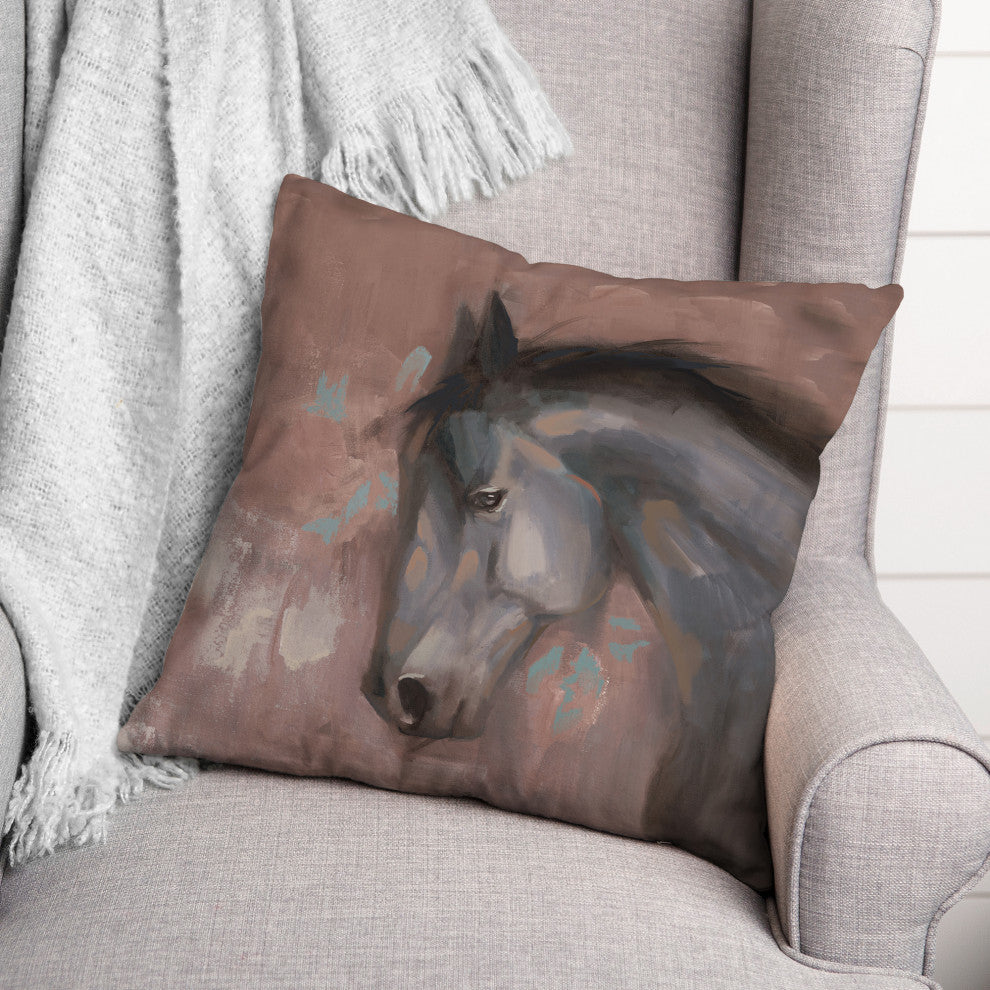 Horse On Red 1 16"x16" Spun Poly Pillow