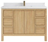 Elizabeth 48 Single Sink Bath Vanity in Light Natural Teak 2" Empira Quartz