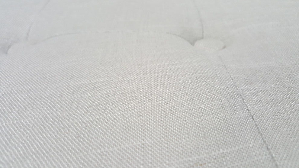 Linen Blend Accent Bench With Champagne Nail Heads, Neutral Gray