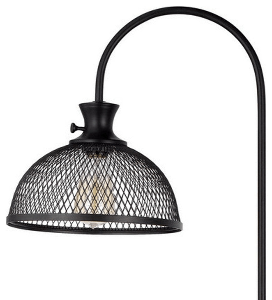 61" Black Adjustable Traditional Shaped Floor Lamp With Bronze Dome Shade