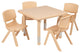 24" Square Natural Plastic Height Adjustable Activity Table Set with 4 Chairs
