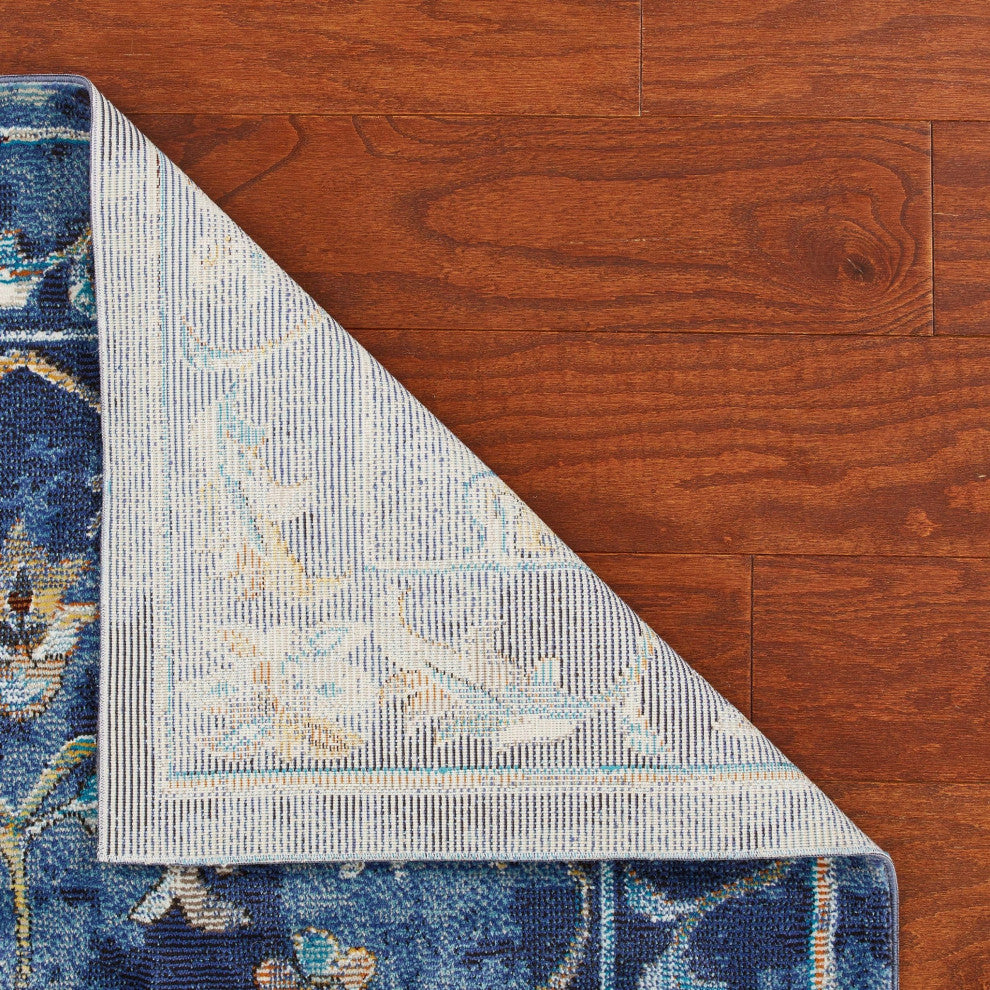 4??x 6??Blue and Gold Jacobean Area Rug