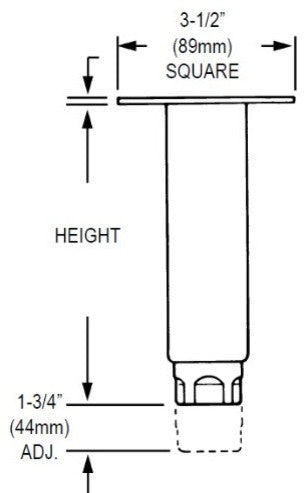 Component Hardware Stainless Steel Adjustable Leg Leveler, 4"