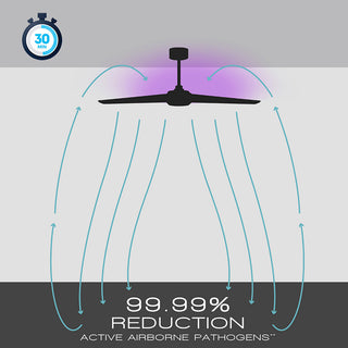 Terminator Indoor/Outdoor 3-Blade Germicidal Smart Ceiling Fan 54" Matte Black