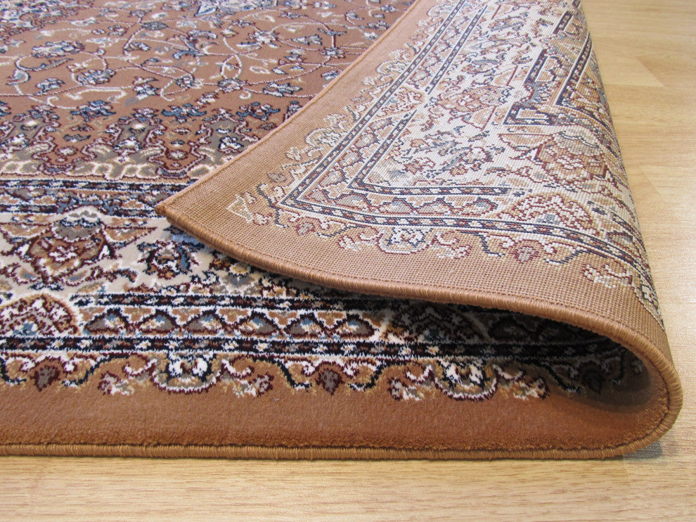 Rust Traditional Oriental Tabriz Area Rug