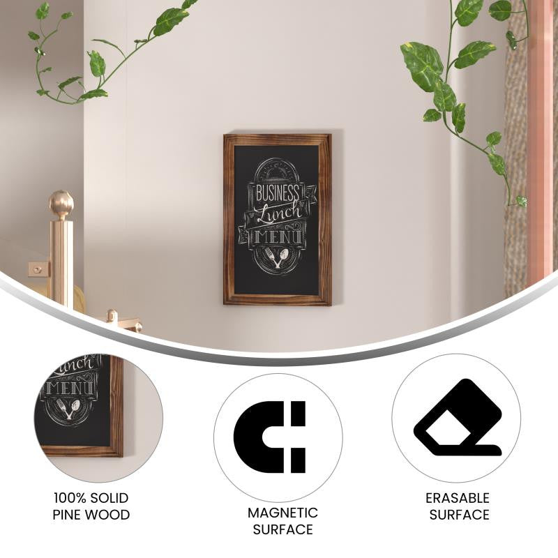 Canterbury Wall Mount Magnetic Chalkboard Sign Set-11" x 17", Torched Brown, 11" X 17"