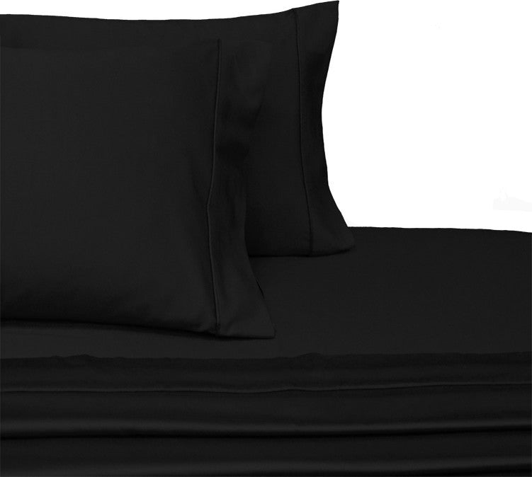 100% Cotton Solid Sheet Set, 300 Thread Count, Black, Full