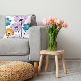 Popping Poppies Decorative Throw Pillow, Lilac, 20"x20"