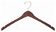 Contoured Wooden Coat Hanger, Walnut and Chrome, Set of 25