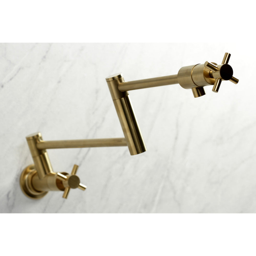 Kingston Brass KS4107DX Concord Wall Mount Pot Filler, Brushed Brass