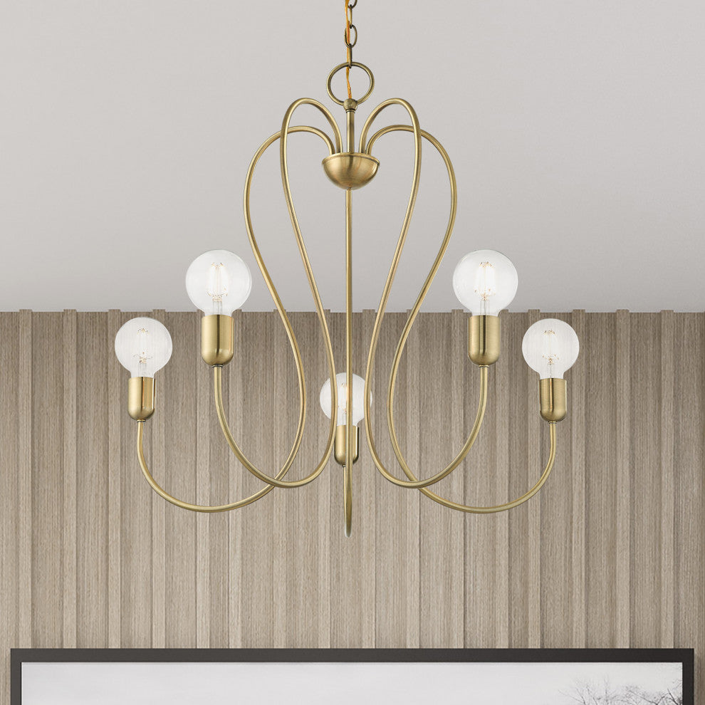 Livex Lighting Lucerne 5 Light Antique Brass Chandelier
