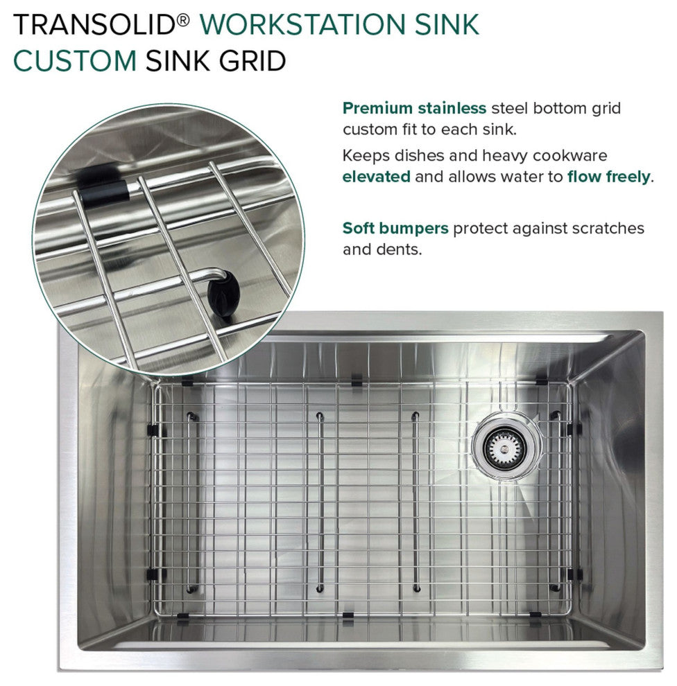 Transolid 33x19x10" Undermount Stainless Steel Workstation Sink