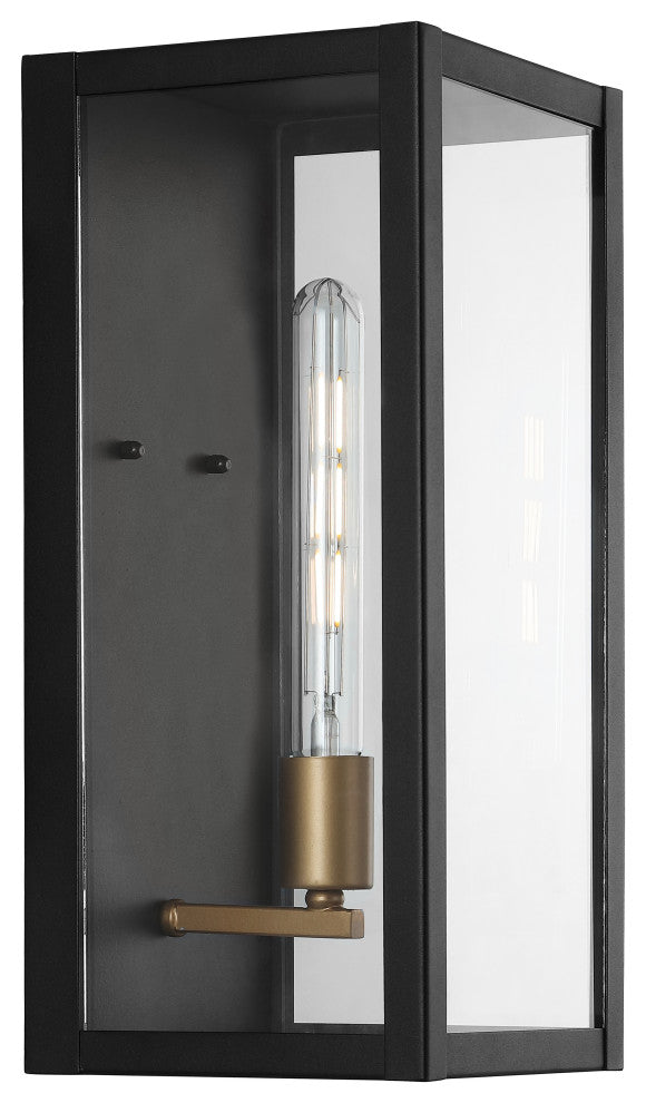 Berlin 7" 1-Light Iron/Glass Modern Industrial LED Outdoor Lantern, Black