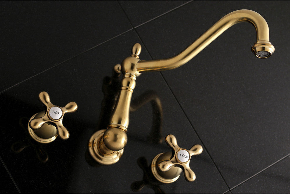 Kingston Brass Wall Mount Tub Faucet, Brushed Brass