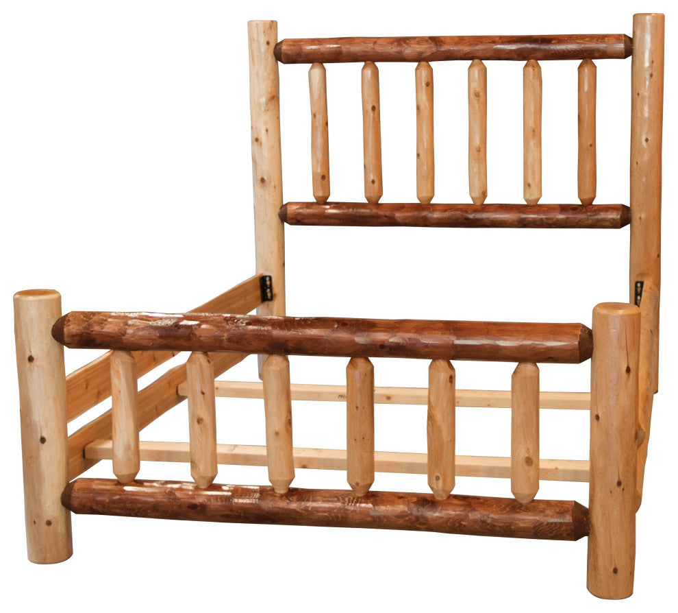 Two-Tone White Cedar Log Standard Bed, King