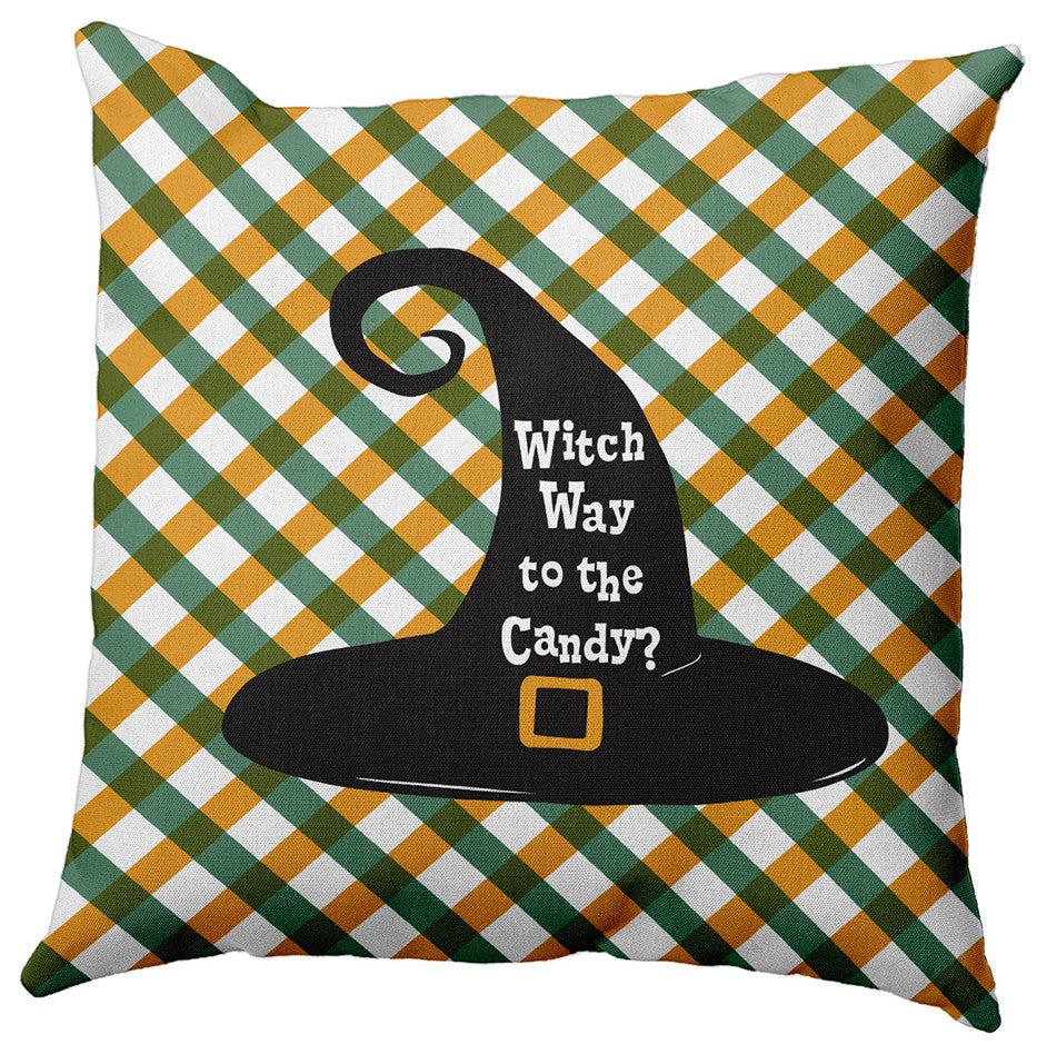 Witch Way to the Candy Accent Pillow, Golden Mustard, 26"x26"