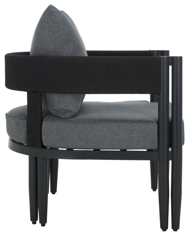 Safavieh Viola Indoor-Outdoor Chair, Set of 2, Black/Grey