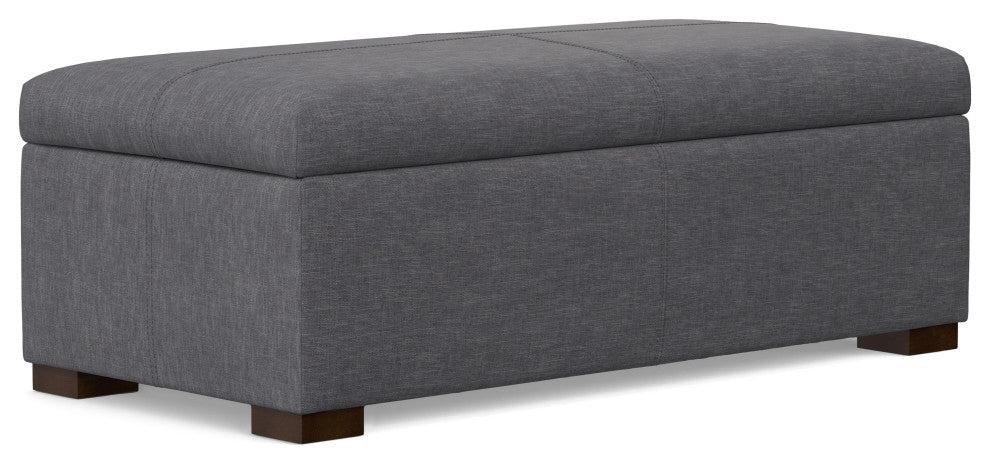 Gabbie Rectangular Storage Ottoman, Slate Grey