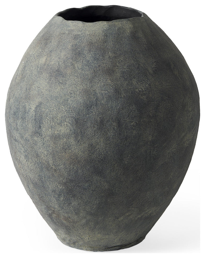 Kyros Gray 23" Earthy Ceramic Oval Vase