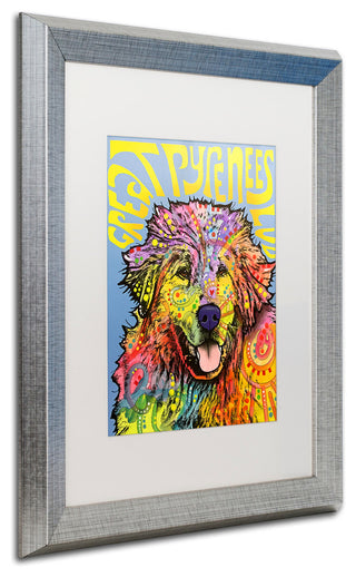 Dean Russo 'Great Pyrenees' Art, Silver Frame, White Matte, 20"x16"