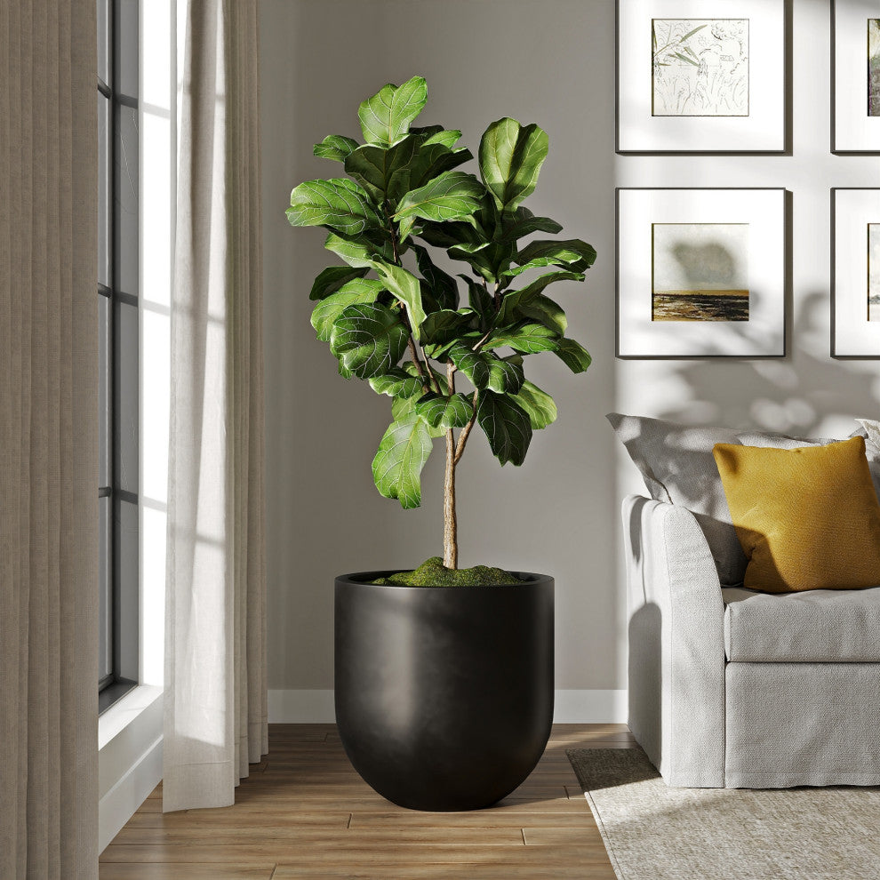 DTY Signature Mount Antero 1-piece Fiberstone Bullet Planter, Black, Large