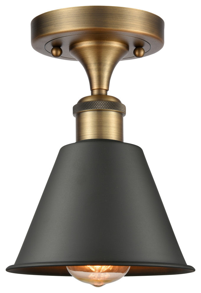 Innovations 516-1C-BB-M8-BK-LED 1-Light Semi-Flush Mount Brushed Brass