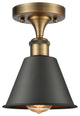 Innovations 516-1C-BB-M8-BK-LED 1-Light Semi-Flush Mount Brushed Brass