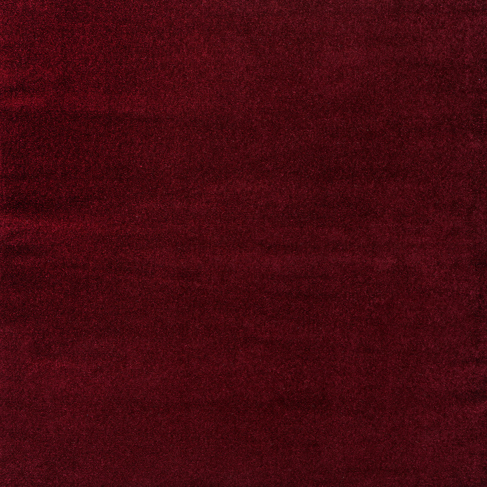 Haze Solid Low-Pile Runner Rug, Dark Red, 5' Square