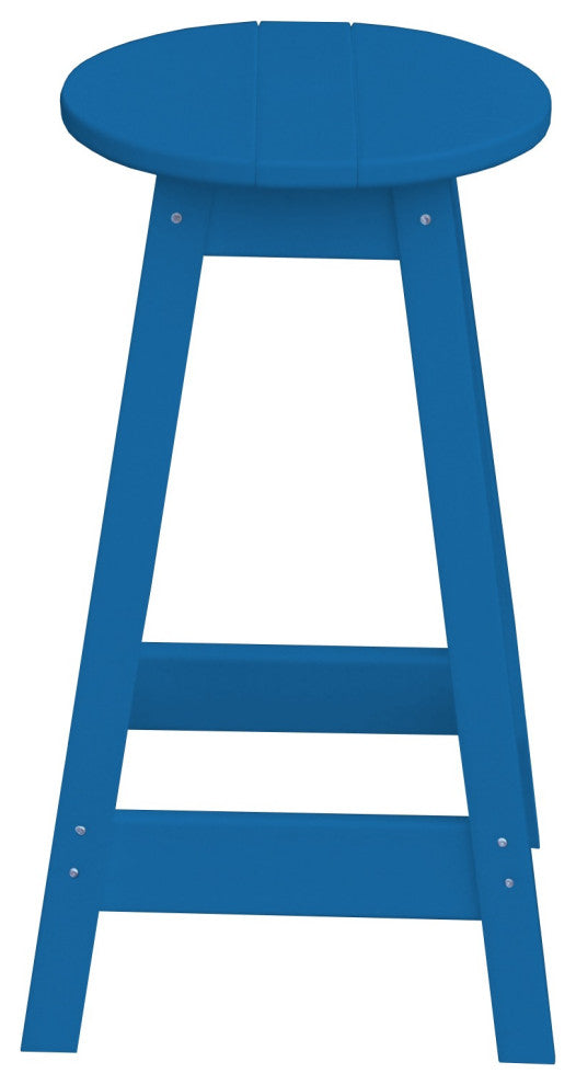 Poly Lumber Bar Stool, Blue, Counter Height, Round