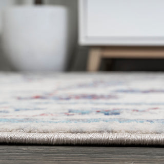 Modern Persian Moroccan Ivory/Blue/Red 5' Round Area Rug