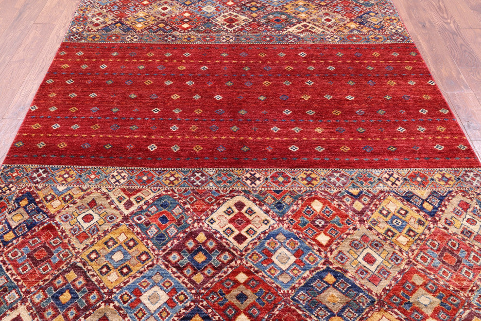 6' 3" X 9' 7" Hand Knotted Tribal Khorjin Wool Rug Q10755