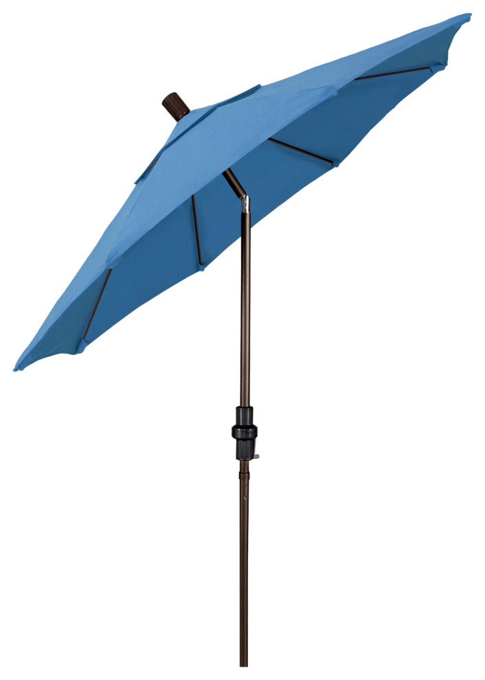 7.5' Bronze Collar Tilt Lift Fiberglass Rib Aluminum Umbrella, Pacifica, Capri
