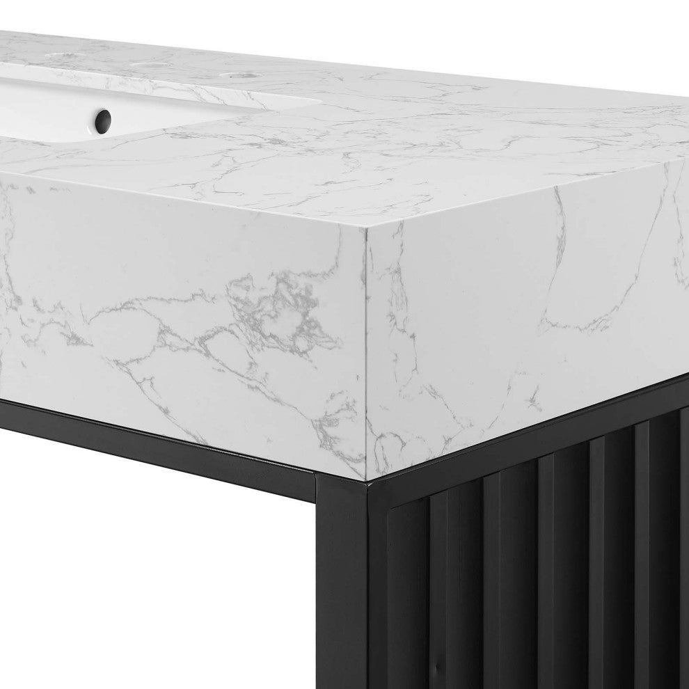 Gridiron 48" Bathroom Vanity, White Black