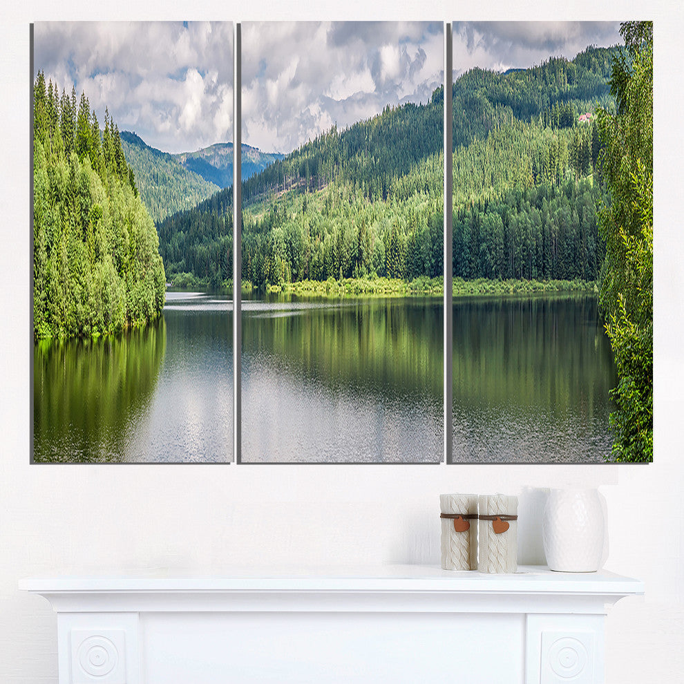"Majestic Lake between Forest" Metal Wall Art, 3 Panels, 36"x28"