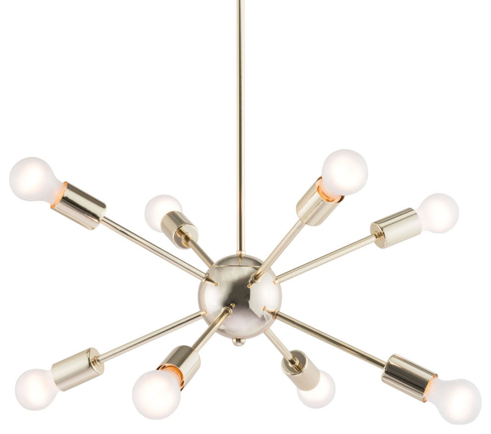 Pendant Ceiling Light Fixture, Steel Metal, Gold, Mid Century Lounge Cafe Lobby