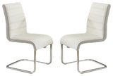Furniture of America Dorazio Faux Leather Dining Chairs in White (Set of 2)