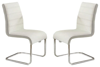 Furniture of America Dorazio Faux Leather Dining Chairs in White (Set of 2)