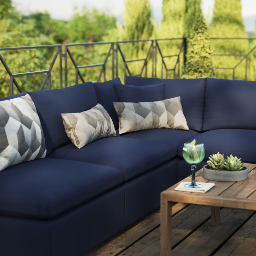 Modular Lounge Sectional Deep Sofa Set, Blue Navy, Modern, Outdoor Hospitality