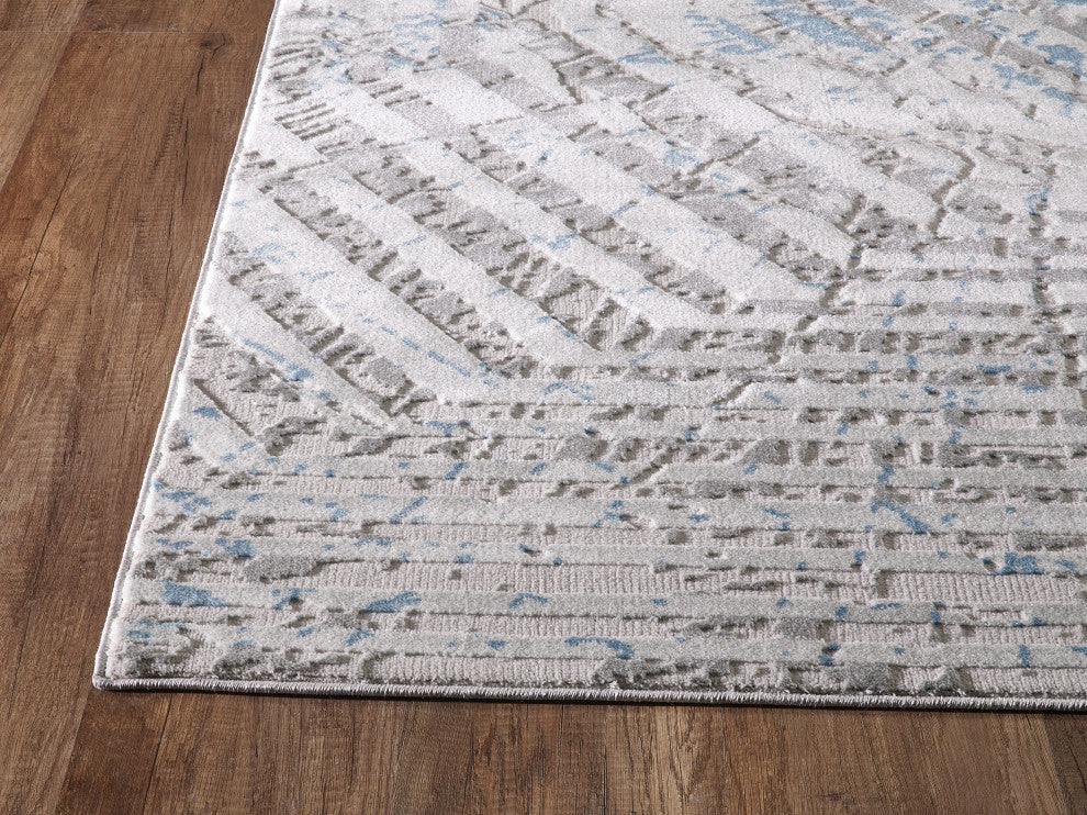 Abani Nova NOV160A Blue and Grey Silver Distressed Area Rug