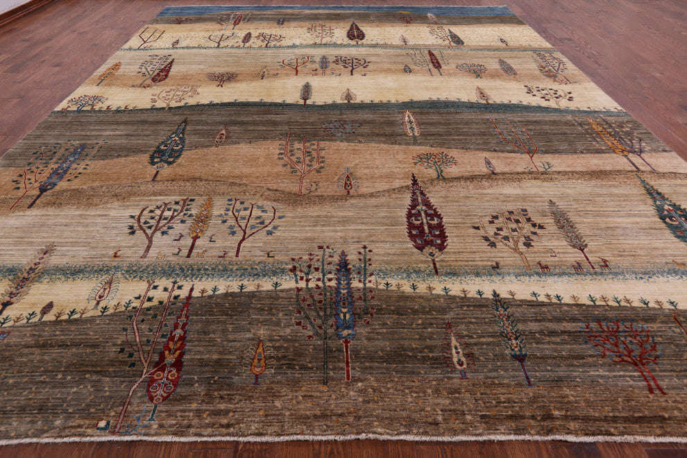 12' 0" X 15' 0" Tribal Persian Gabbeh Hand-Knotted Wool Rug Q5596