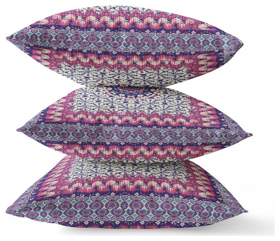 16 Magenta Indigo Holy Floral Indoor Outdoor Throw Pillow