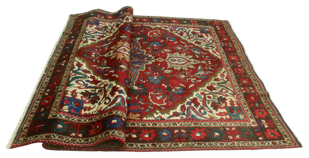 Fine Vintage Distressed Haig Burgundy/Blue Rug, 7'2x10'9