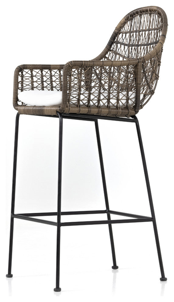 Bandera Outdoor Stool WithCshn-Grey-Bar