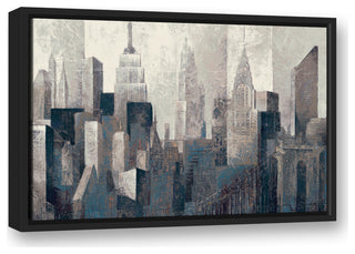 Big Apple City 24x16 Black Floating Framed Canvas