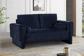 Madeline Chenille Fabric Upholstered Chair, Navy, Loveseat