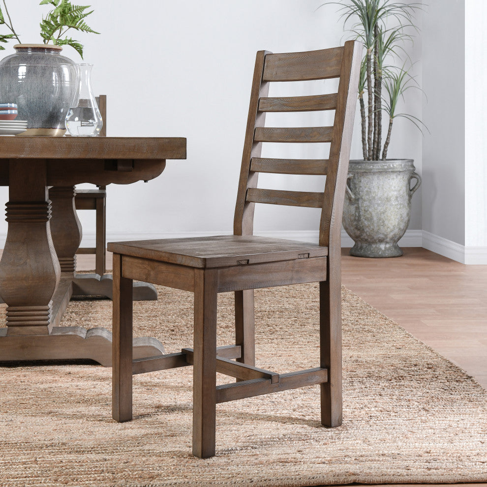 Caleb Reclaimed Pine Wood Dining Chair, Set of 2