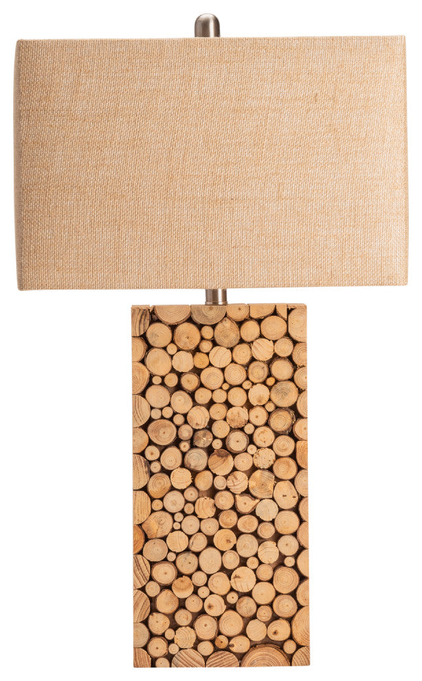 Stacked Wood Table Lamp, Natural Wood