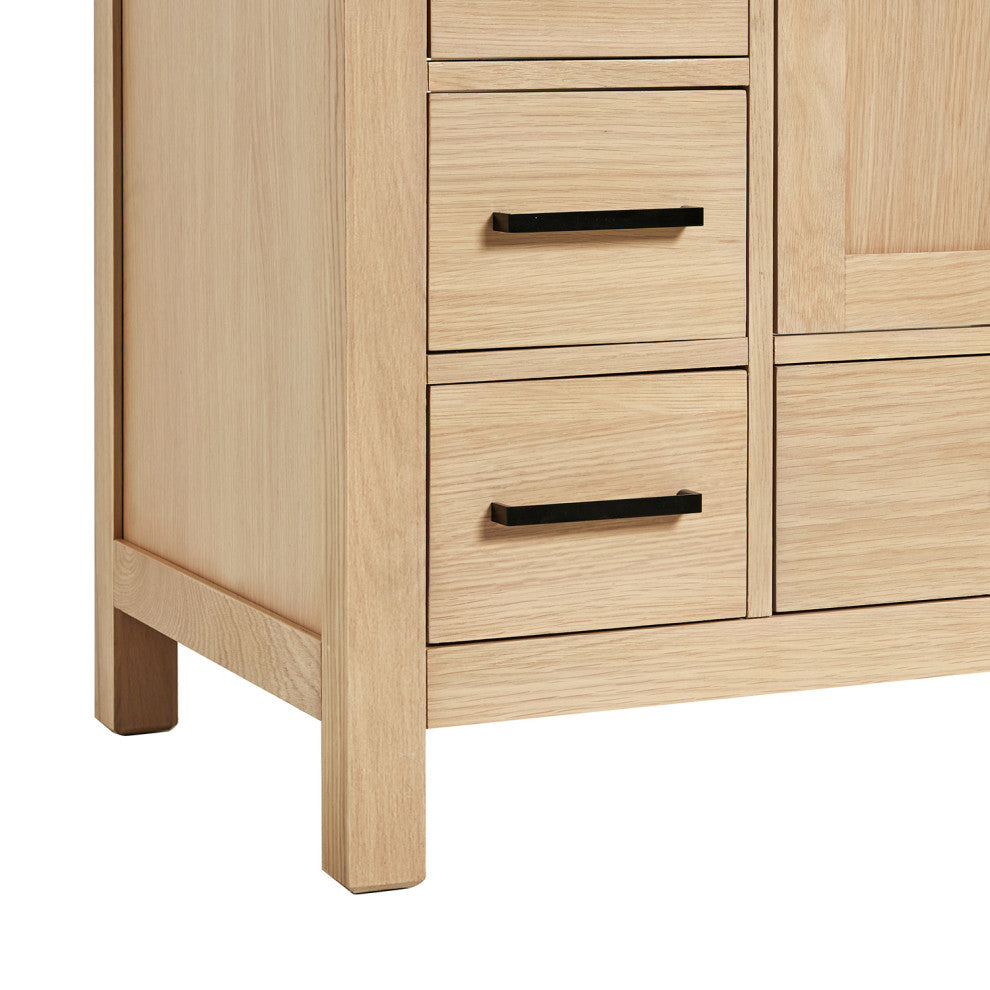 Cambridge 36" Single Bath Vanity With Italian Carrara Marble Top, Oak