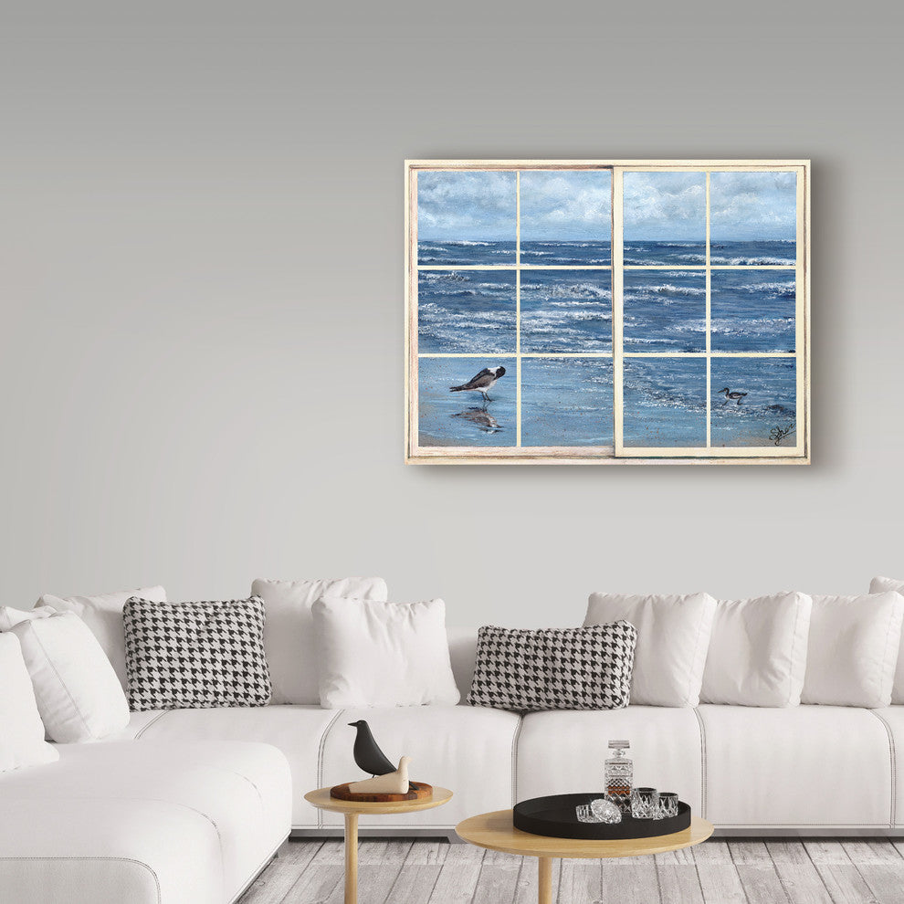 "Beach Reflections Through The Window" by Sher Sester, Canvas Art, 24"x18"