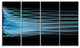 Light Blue Fractal Flames, Abstract Art on Canvas, 48"x28", 4 Panels